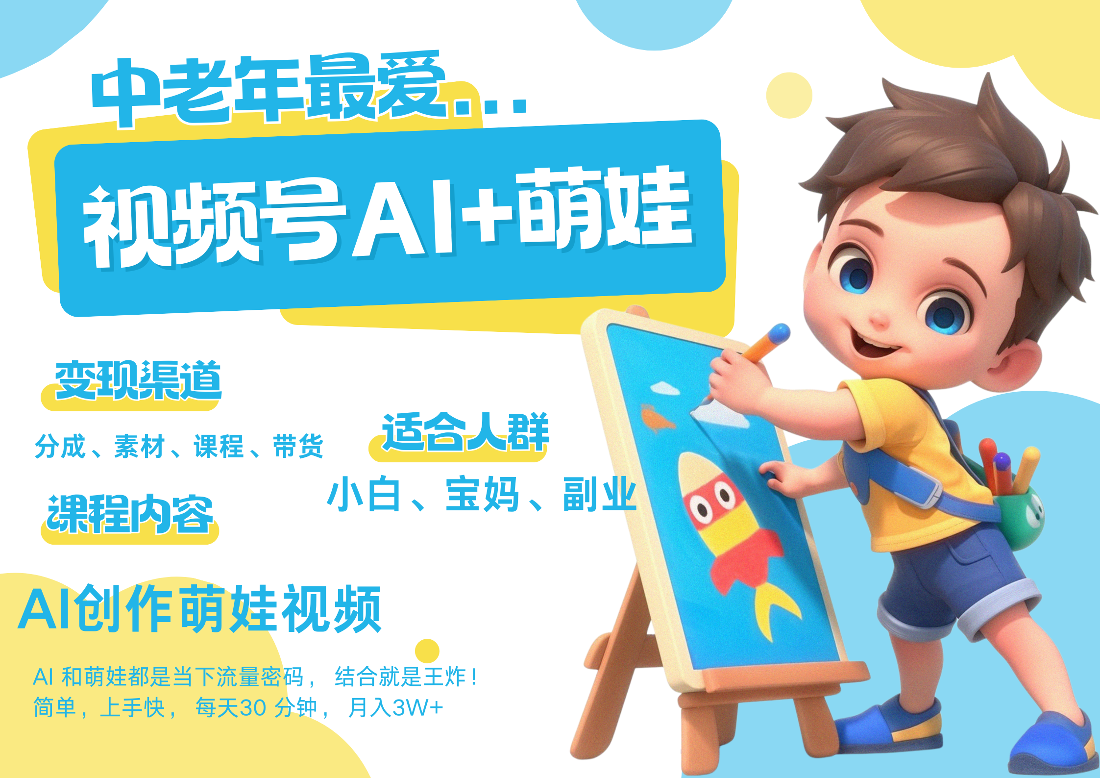 萌娃，又一爆款密码，小白3步上手，爆款率80%，每天十分钟，轻松AI变现萌娃搞钱，带货、素材、分成都非常猛，泼天流量，发布就爆！月入5W，抓紧学！|明哥资源