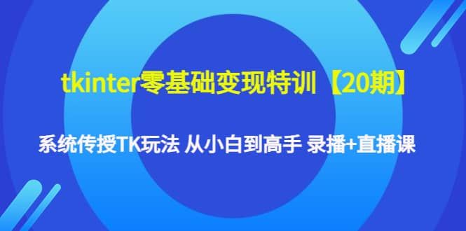 tkinter零基础变现特训【20期】系统传授TK玩法 从小白到高手 录播+直播课|明哥资源