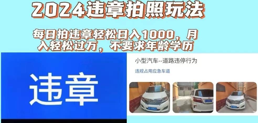 2024违章拍照新玩法，推广躺赚+拍照赚钱双模式，日入1000+|明哥资源