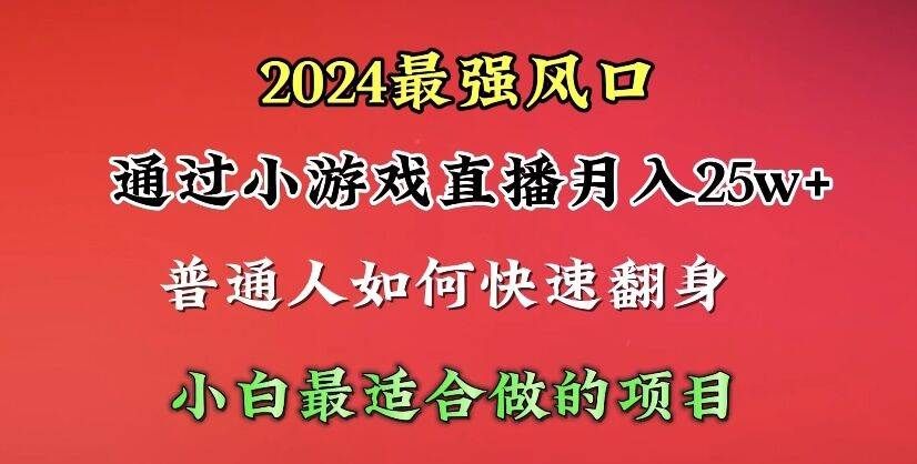 2024年最强风口,通过小游戏直播月入25w+单日收益5000+小白最适合做的项目|明哥资源