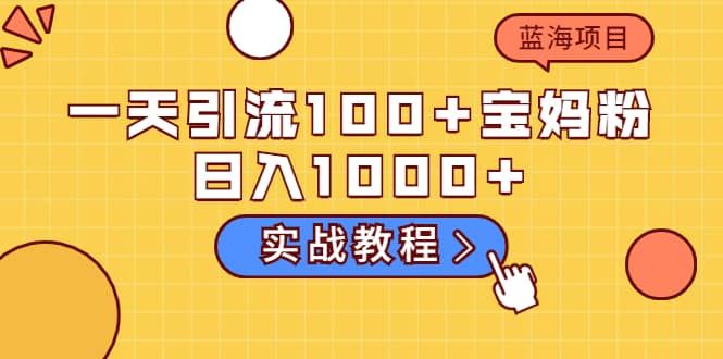 一天引流100+宝妈粉，日入1000+的蓝海项目（实战教程）|明哥资源