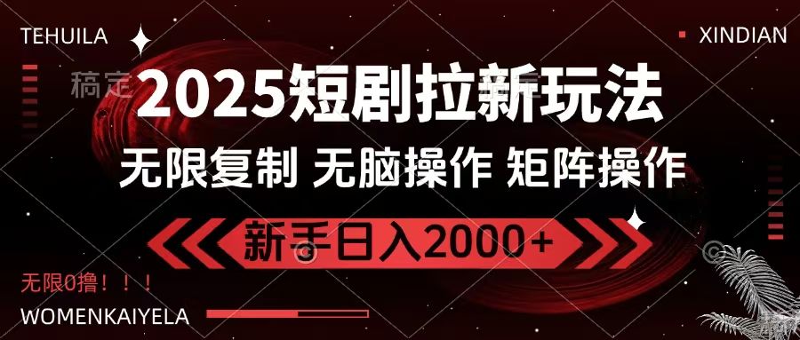 2025短剧拉新玩法，无需注册登录，无限0撸，无脑批量操作日入2000+|明哥资源