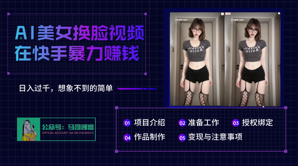 AI批量生成美女换脸视频，结合抖音快手暴利赚钱，通过此方法拉新日入过千|明哥资源