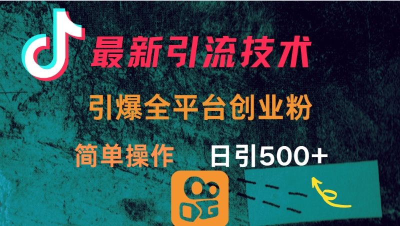 最新引流方法,引爆全平台创业粉操作简单,日引300+|明哥资源