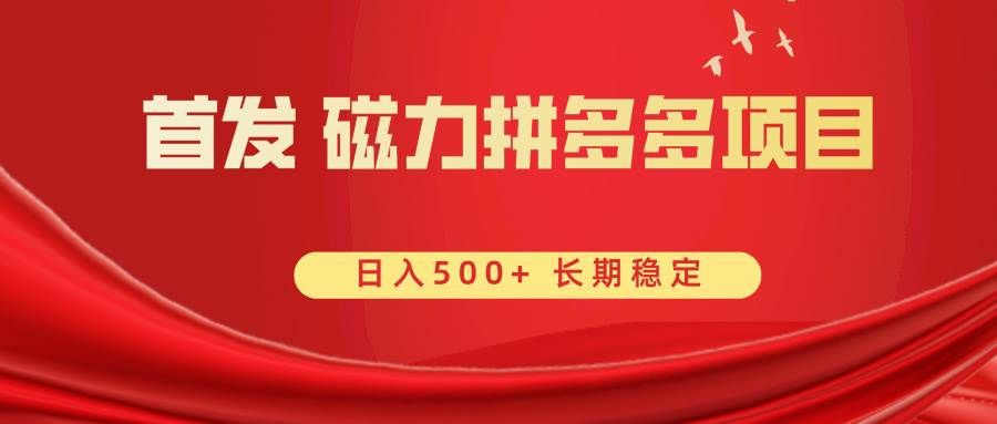 首发 磁力拼多多自撸  日入500+|明哥资源