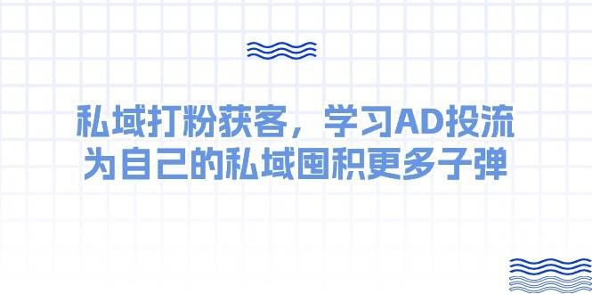 某收费课：私域打粉获客，学习AD投流，为自己的私域囤积更多子弹|明哥资源