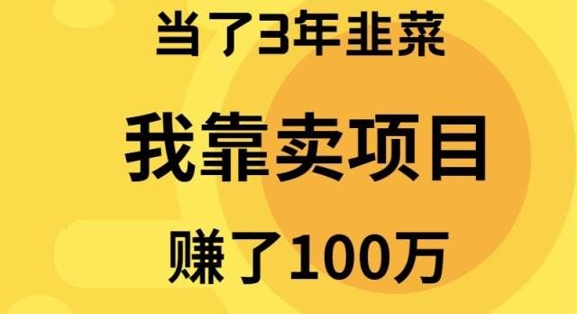 当了3年韭菜，我靠卖项目赚了100万|明哥资源