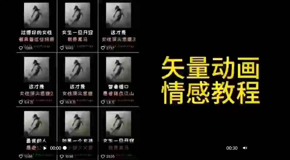 矢量动画情感教程：高点赞涨粉，适合情感、思维、创业教育等赛道|明哥资源