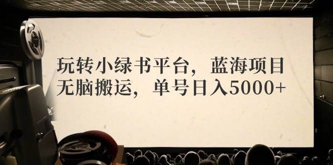 玩转小绿书平台，蓝海项目，无脑搬运，单号日入5000+|明哥资源