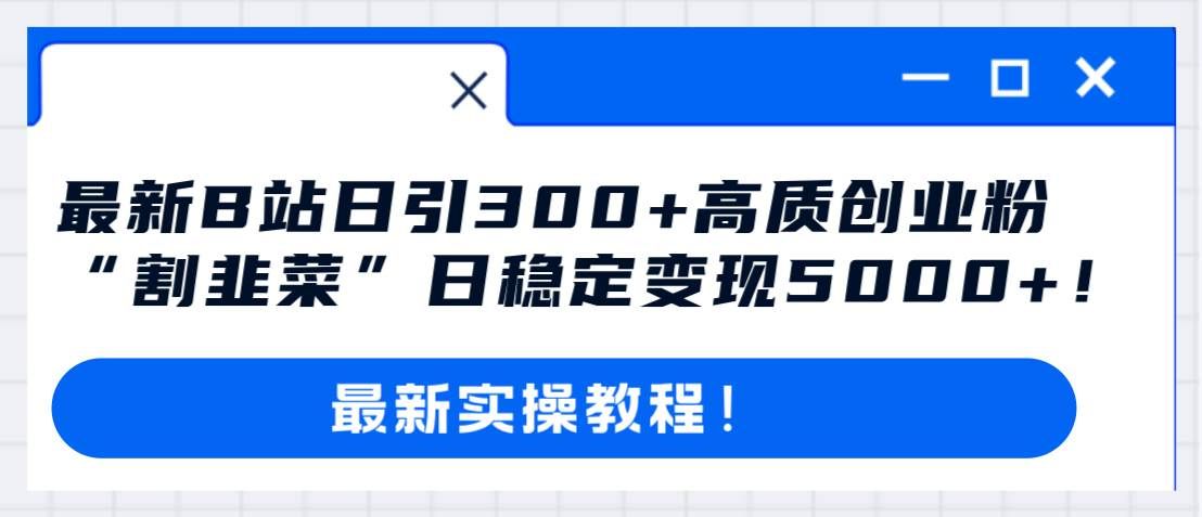 最新B站日引300+高质创业粉教程！“割韭菜”日稳定变现5000+！|明哥资源