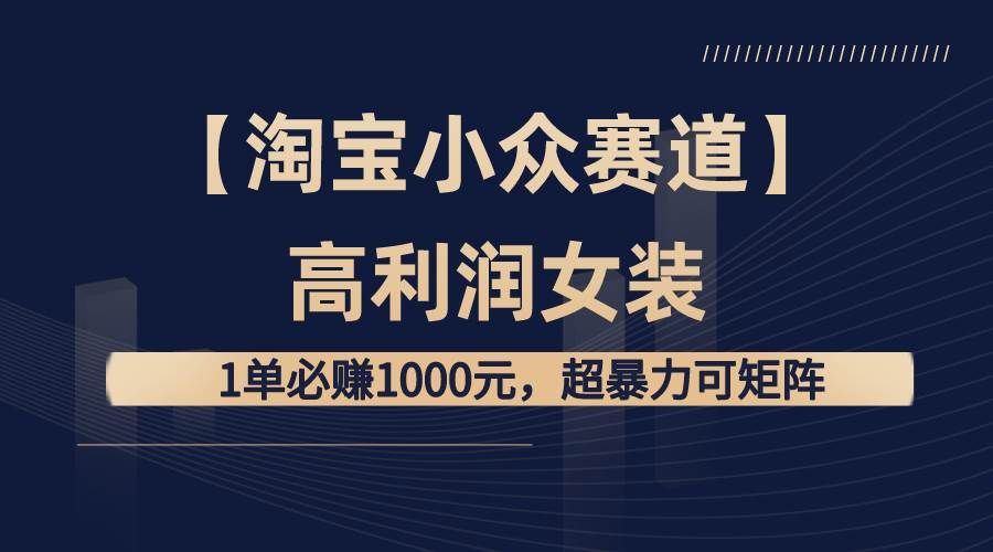 【淘宝小众赛道】高利润女装：1单必赚1000元，超暴力可矩阵|明哥资源