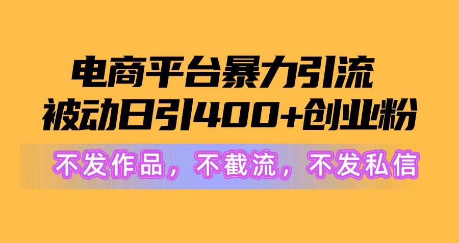 电商平台暴力引流,被动日引400+创业粉不发作品，不截流，不发私信|明哥资源