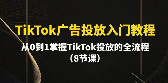 TikTok广告投放入门教程,从0到1掌握TikTok投放的全流程(8节课)|明哥资源