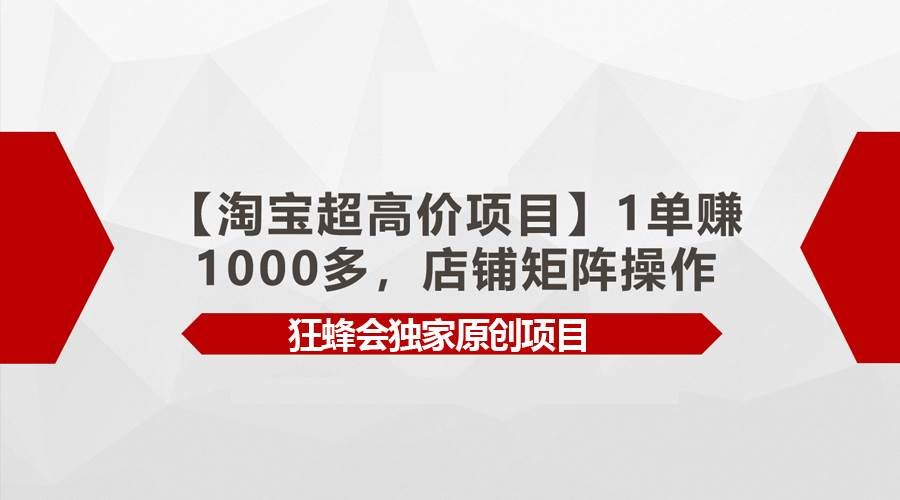 【淘宝超高价项目】1单赚1000多,店铺矩阵操作|明哥资源