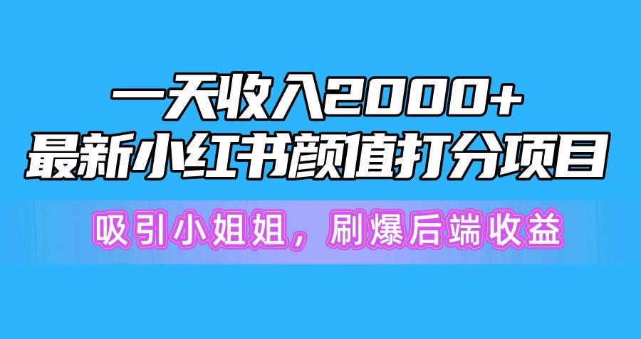 一天收入2000+，最新小红书颜值打分项目，吸引小姐姐，刷爆后端收益|明哥资源