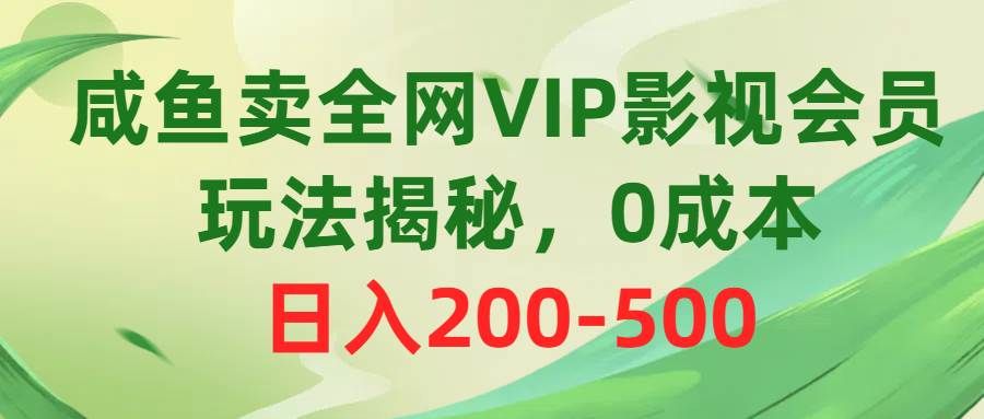 咸鱼卖全网VIP影视会员，玩法揭秘，0成本日入200-500|明哥资源