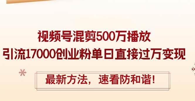 精华帖视频号混剪500万播放引流17000创业粉，单日直接过万变现，最新方...|明哥资源