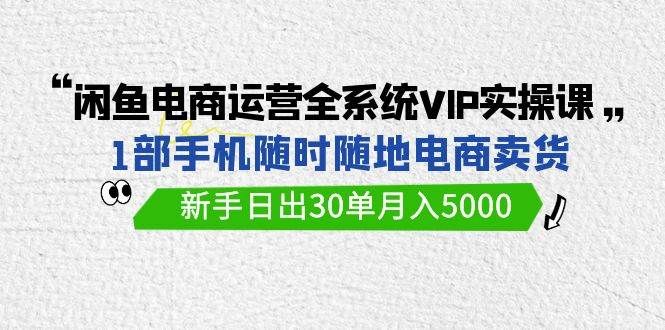 闲鱼电商运营全系统VIP实战课,1部手机随时随地卖货,新手日出30单月入5000|明哥资源