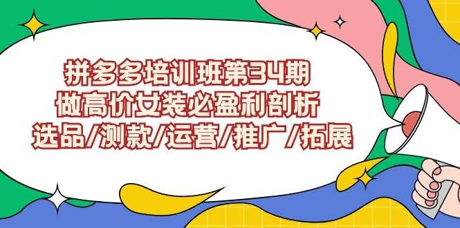 拼多多培训班第34期：做高价女装必盈利剖析  选品/测款/运营/推广/拓展|明哥资源