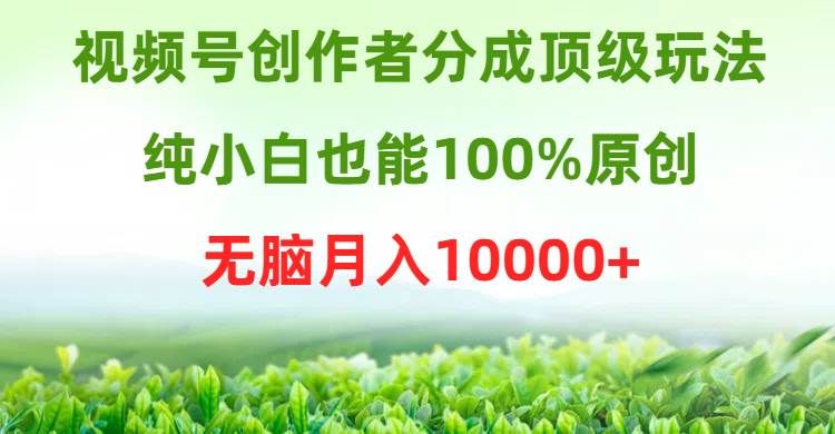 视频号创作者分成顶级玩法，纯小白也能100%原创，无脑月入10000+|明哥资源