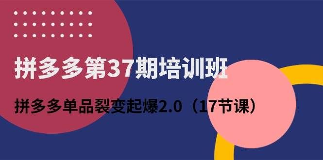 拼多多第37期培训班：拼多多单品裂变起爆2.0（17节课）|明哥资源
