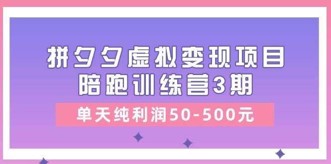 某收费培训《拼夕夕虚拟变现项目陪跑训练营3期》单天纯利润50-500元|明哥资源