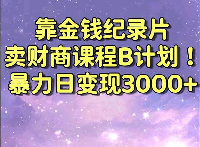 靠金钱纪录片卖财商课程B计划!暴力日变现3000+,喂饭式干货教程!|明哥资源