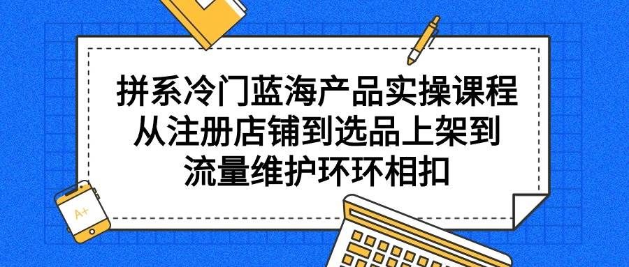 拼系冷门蓝海产品实操课程,从注册店铺到选品上架到流量维护环环相扣|明哥资源