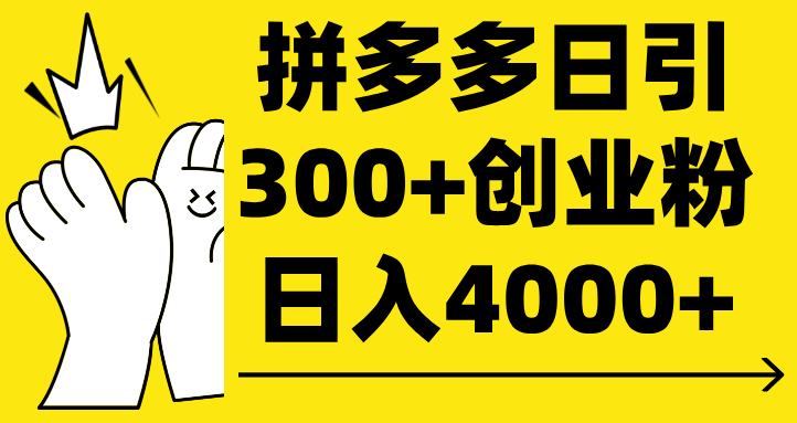 拼多多日引300+创业粉 日入4000+|明哥资源