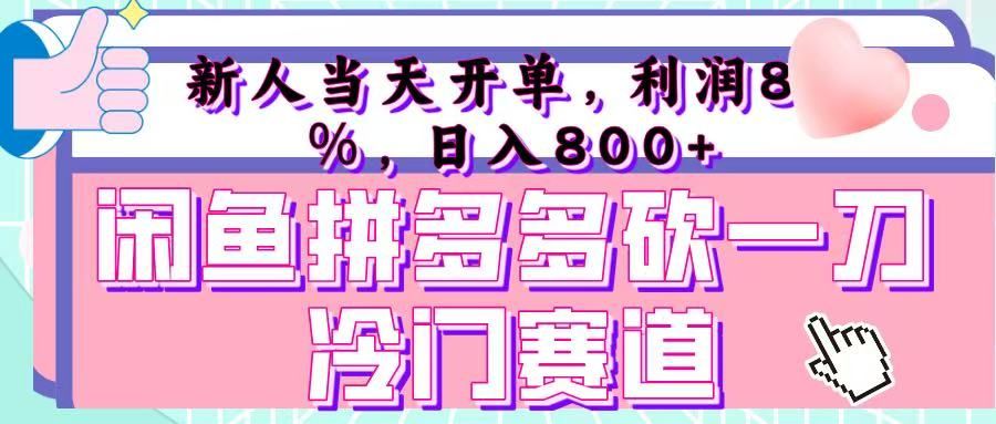 咸鱼拼夕夕砍一刀冷门暴力赛道，新人当天开单，利润百分之八十，日入 800+|明哥资源