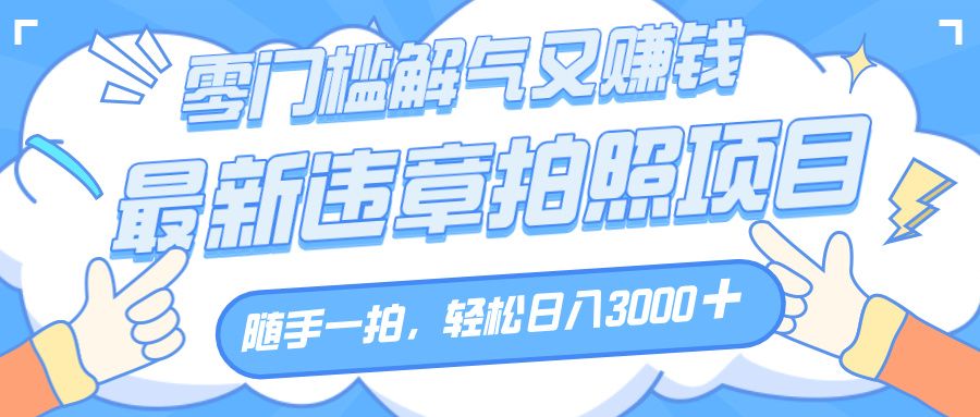 解气又赚钱的项目，随手一拍，轻松收入3000+，最新违章拍照赚钱|明哥资源