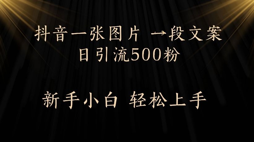 抖音一张图片，一段文案日引流500粉，新手小白 轻松上手|明哥资源