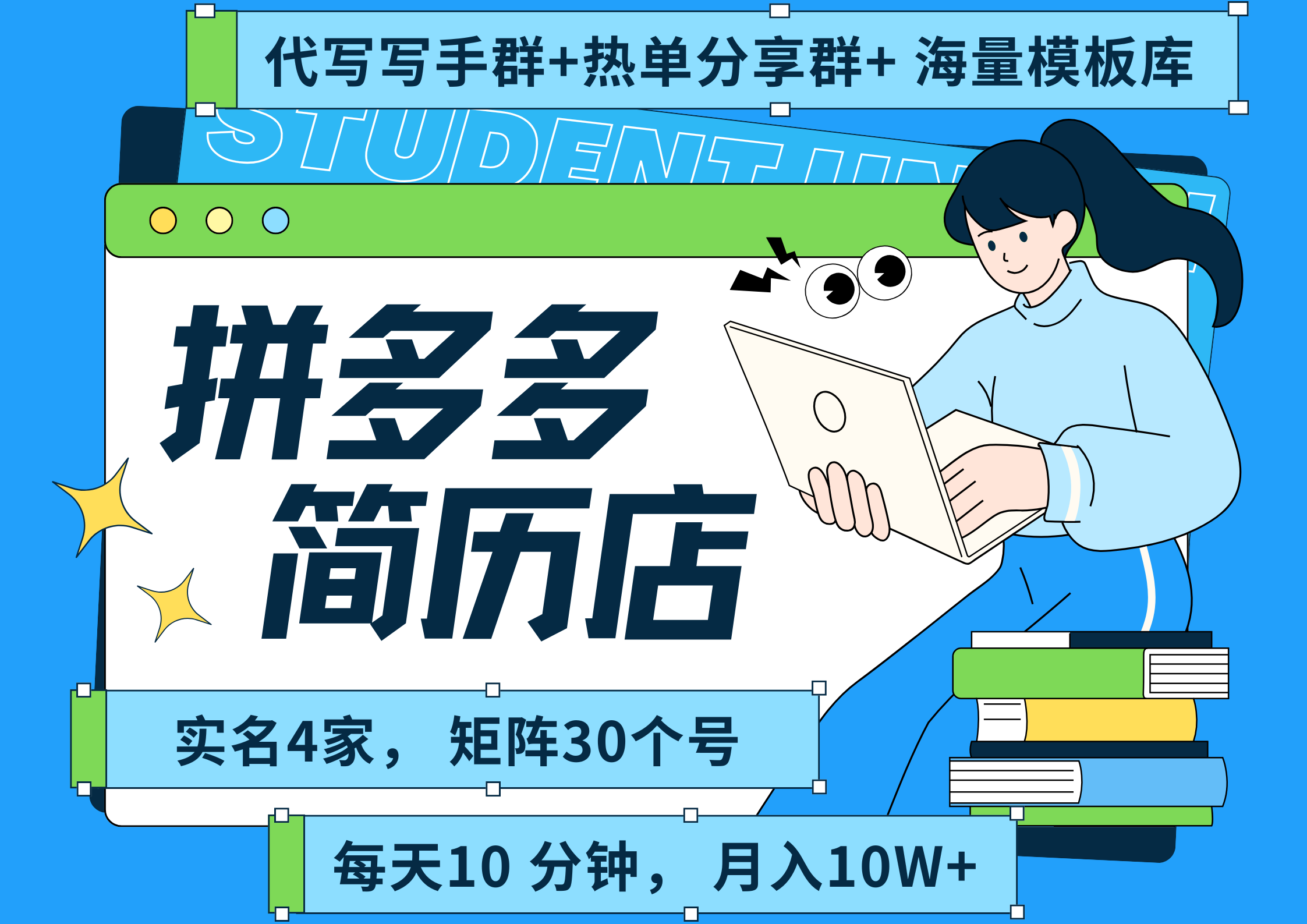 拼多多 虚拟资料 简历 海报代写 全SOP流程 毫无保留分享（含后端资料以及代写渠道）每天十分钟 每人实名四个店  矩阵30个账号  轻轻松松 月入10W|明哥资源