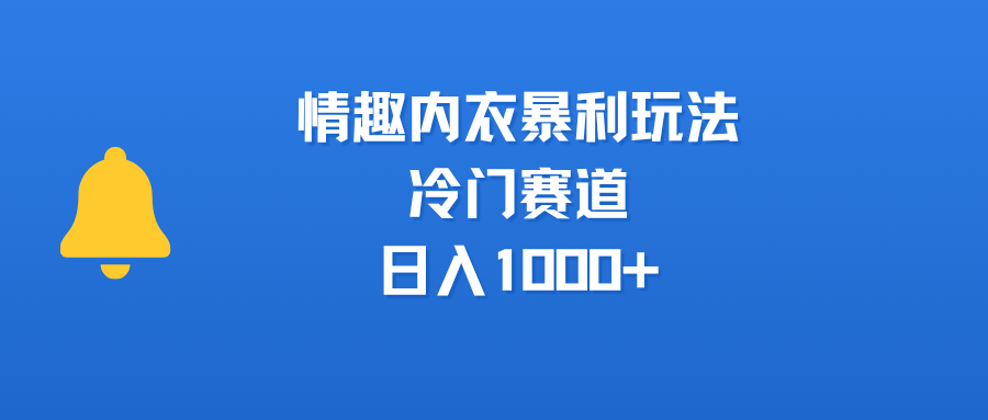 情趣内衣暴利玩法，冷门赛道，日入1000+|明哥资源