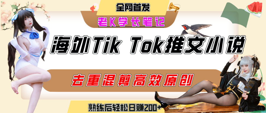 海外tiktok小说推文暴力项目，高停留率，高转化率，上手后一天搞顿饭钱不是问题|明哥资源