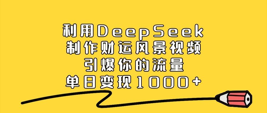 利用DeepSeek制作,财运风景视频,引爆你的流量,单日变现1000+|明哥资源