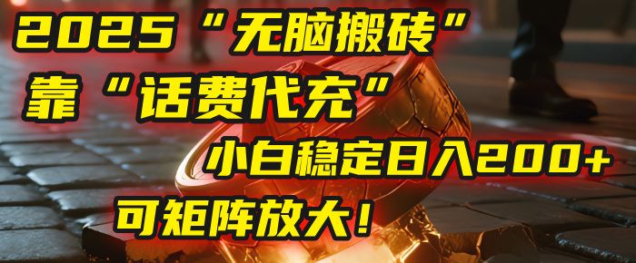 无脑搬砖项目:靠“话费代充”,小白稳定日入200+,可矩阵放大!|明哥资源
