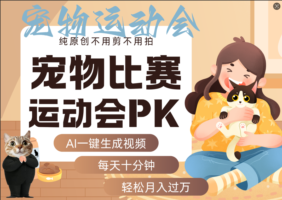 AI萌宠运动员跳水 射击  篮球  足球比赛   每天十分钟 附详细提示词文案库  代替做素材 卖提示词 卖虚拟资料  卖宠物产品 做宠物私人定制产品  带徒弟 带陪跑 卖课  创作者分成 月入5W+|明哥资源