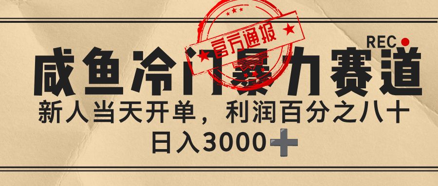 闲鱼,冷门暴力赛道,一单 80%利润,新人轻松日入 3000+|明哥资源