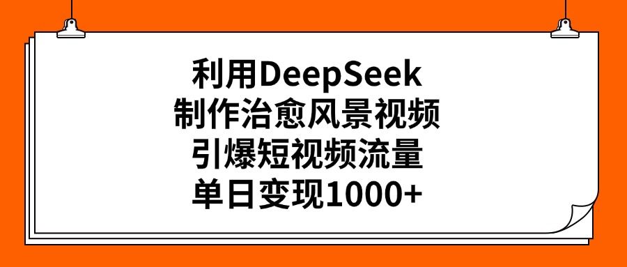 利用DeepSeek制作，治愈风景视频，引爆短视频流量，单日变现1000+|明哥资源