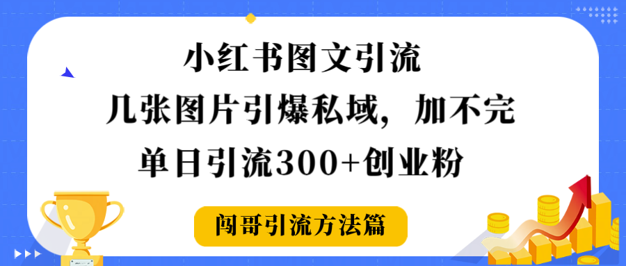 小红书图文引流，几张图片引爆私域加不完，单日引流300＋创业粉|明哥资源