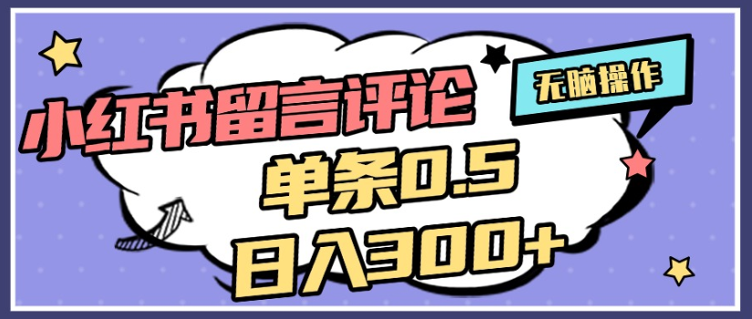 2025年最新小红书评论单条0.5元，日入300＋，无上限，详细操作流程|明哥资源