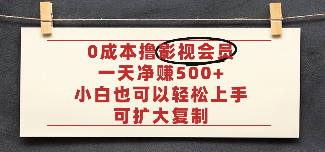 亲测，0成本可批量操作，靠卖影视会员实测月入30000+|明哥资源