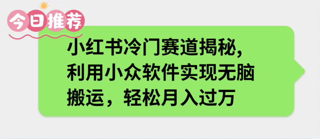 小红书冷门赛道揭秘,利用小众软件实现无脑搬运，轻松月入过万|明哥资源