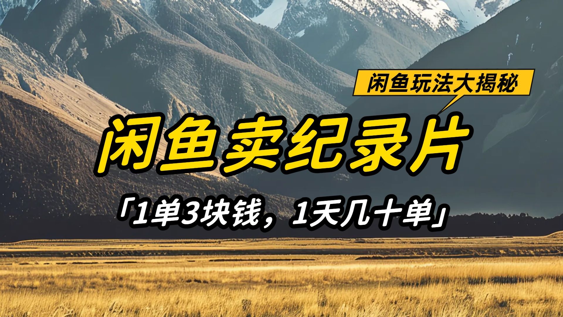 闲鱼卖纪录片1单3块钱，1天几十单，项目稳定有潜力|明哥资源