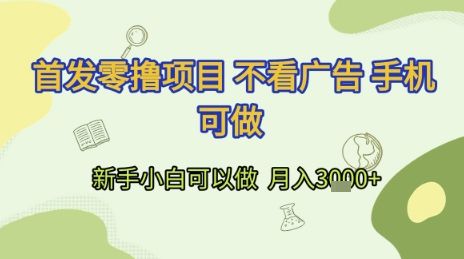 首发零撸项目 不看广告 手机可做 新手小白可以做  月入3k+【揭秘】|明哥资源