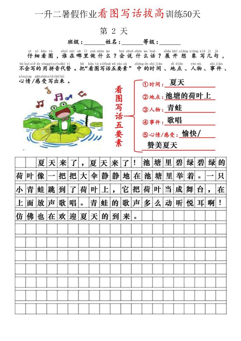 一升二看图写话精讲范文50篇-二上语文|明哥资源