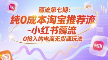 薅流第七期：纯0成本淘宝推荐流-小红书薅流最新版目，0投入的电商无货源玩法（附赠往期）