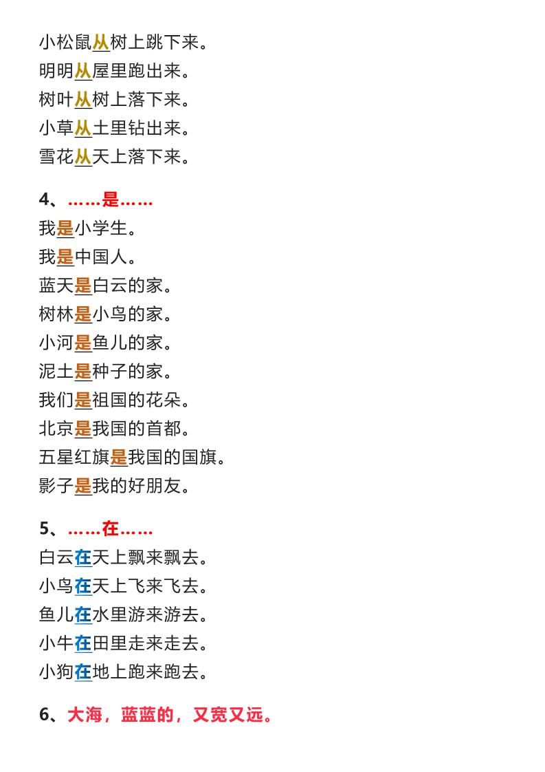 【2025秋新版】一年级上册语文重点句子仿写汇总|明哥资源