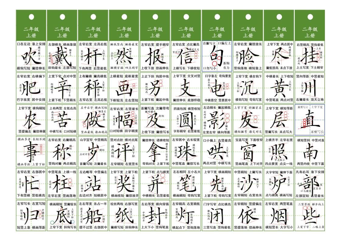 二年级上语文同步精讲字卡（共10页）|明哥资源